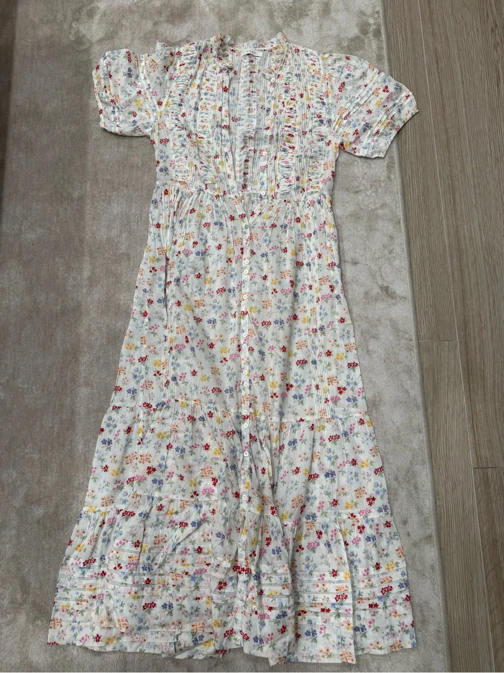 Doen Cream Floral Maxi Dress with Puff Sleeves - Picture 5 of 6